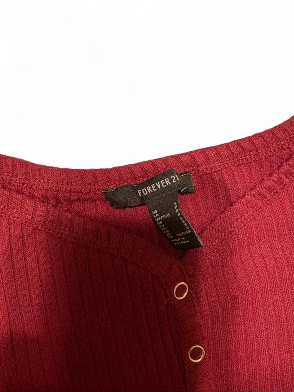 Forever 21 Burgundy Ribbed Long Sleeve Top - Picture 2 of 3